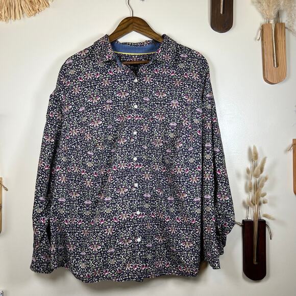 Women's Talbots Size 20W Purple Ditzy Floral Long Sleeve Button Down - Picture 1 of 8